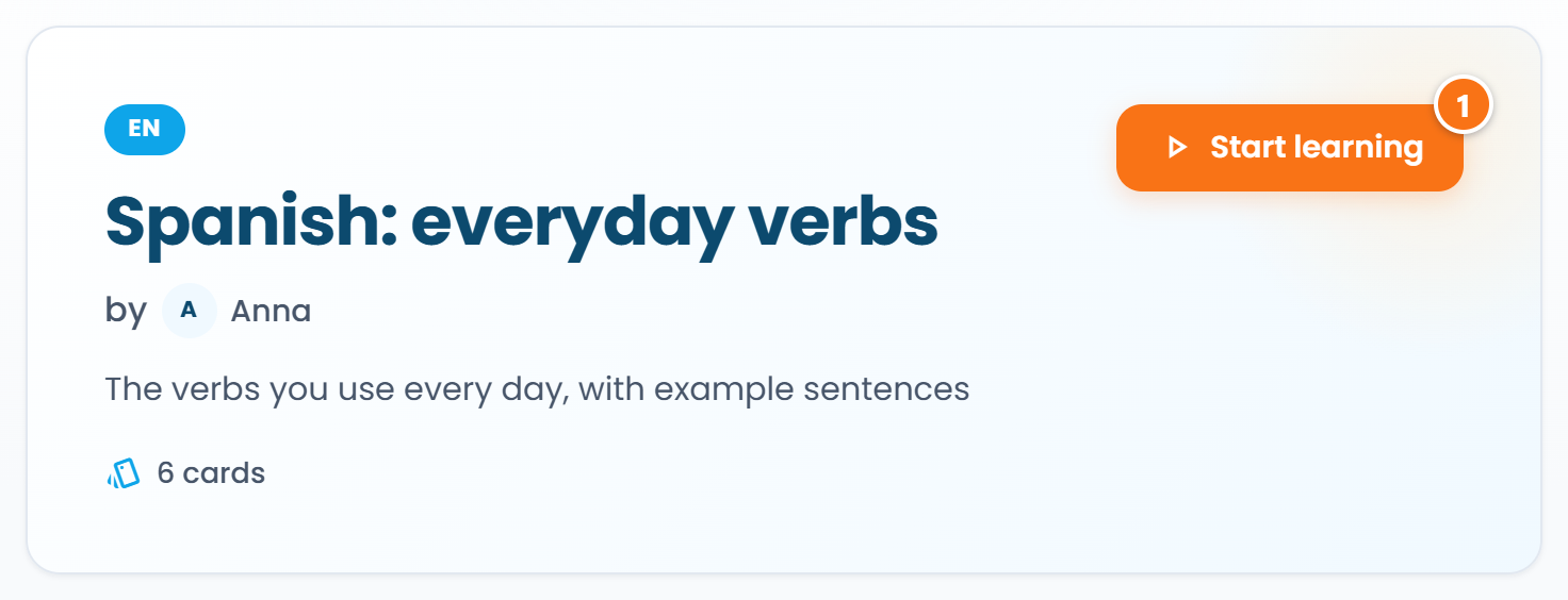 Public deck page: the "Start learning" button works without signing in
